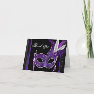 Elegante violette Maskenparty Dankeskarten Dankeskarte
