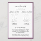 Elegante violette Monogramm-Moderne Hochzeit Programm (Rückseite)