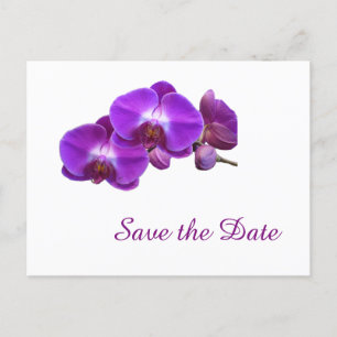 Elegante, violette Orchideenblüten retten das Datu Ankündigungspostkarte