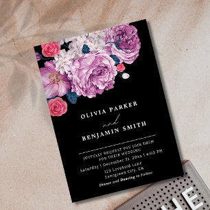 Elegante Violette Rosen Purpurfarbene Florale Schw Einladung