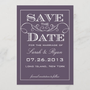 Elegante violette "Save the Date"-Fotoankündigung Einladung