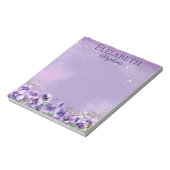 Elegante Violette Veilchen Boho Floral - Name Notizblock (Rotiert)