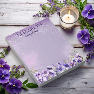 Elegante violette Veilchen Boho floral - Name Notizblock