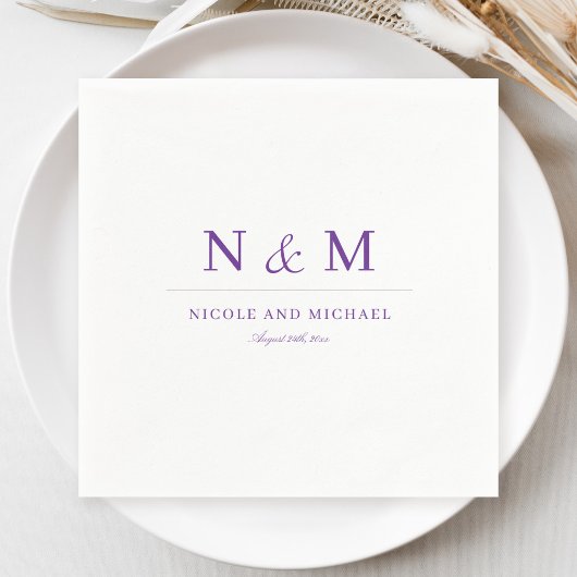 Elegante violette violette Monogramm Anfangsbuchst Serviette