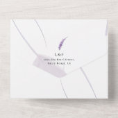 Elegante Violettfarbenprägung All In One Einladung (Rückseite)