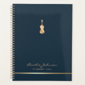 Elegante Violin Music Blue Gold 2026 Planer (Vorderseite)