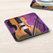 Elegante Violine auf Lila Seide, 6 Untersetzer aus (Linke Seite)