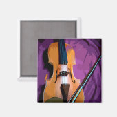 Elegante Violine auf Lila Seide, Square Magnet (Vorderseite/Rückseite)