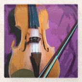 Elegante Violine auf Lila Seide, Untersetzer aus f (Vorderseite)