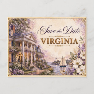 Elegante Virginia Save-the-Date-Hochzeits-Einladun Postkarte