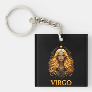 Elegante Virgo-Sternzeichen-Illustration mit Gold Schlüsselanhänger