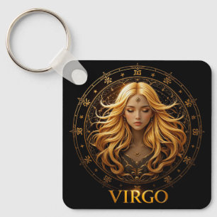 Elegante Virgo Zodiac Illustration mit Gold Schlüsselanhänger