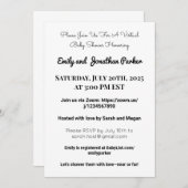 Elegante Virtual Baby Shower Einladung (Vorne/Hinten)