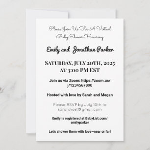 Elegante Virtual Baby Shower Einladung