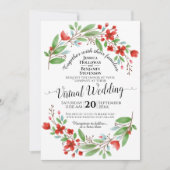 Elegante Virtual Wedding in Red Watercolor Einladung (Vorderseite)