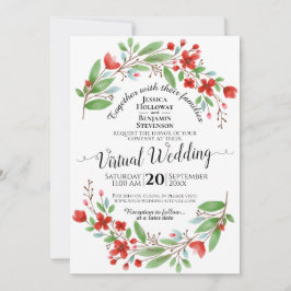 Elegante Virtual Wedding in Red Watercolor Einladung
