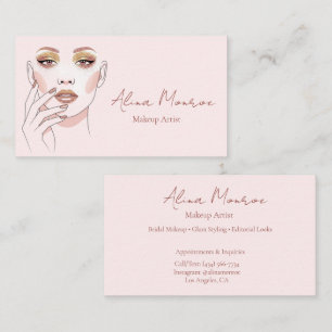 Elegante Visagistin Blush Rosa Moderne Weiblichkei Visitenkarte