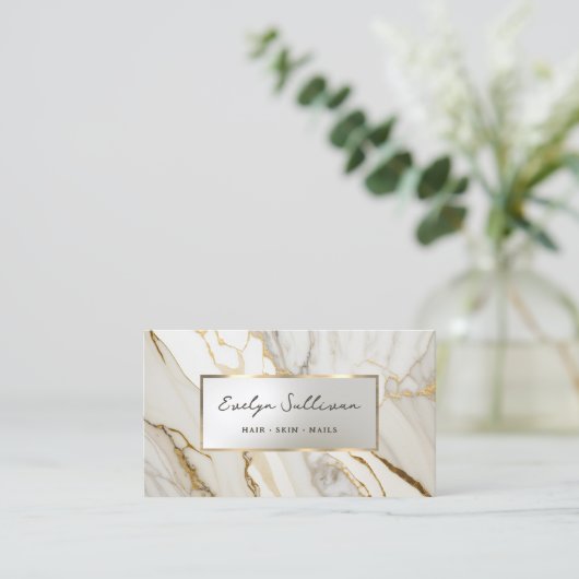 elegante Visitenkarte aus weißem Marmor (Stehend Vorderseite)