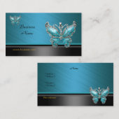 Elegante Visitenkarte Butterfly Aquamarin Blue (Vorne/Hinten)