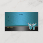 Elegante Visitenkarte Butterfly Aquamarin Blue (Rückseite)