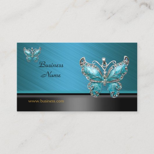 Elegante Visitenkarte Butterfly Aquamarin Blue (Vorderseite)