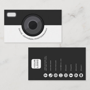 Elegante Visitenkarte für Fotografen in Schwarz-We
