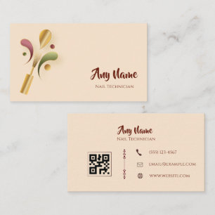 Elegante Visitenkarte für Nageldesigner mit QR-Cod