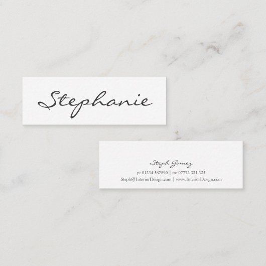 Elegante Visitenkarte für Schwarz-Weiß-Script-Schr (Vorne/Hinten)