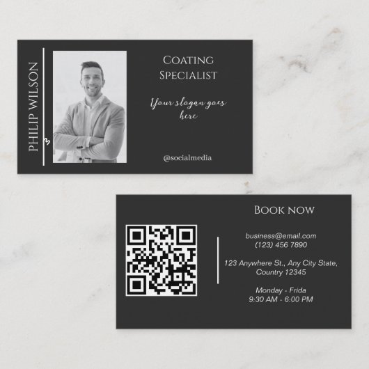 Elegante Visitenkarte mit QR Code und Foto (Vorne/Hinten)