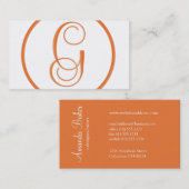 Elegante Visitenkarte Monogramm-orange Buchstabeg (Vorne/Hinten)