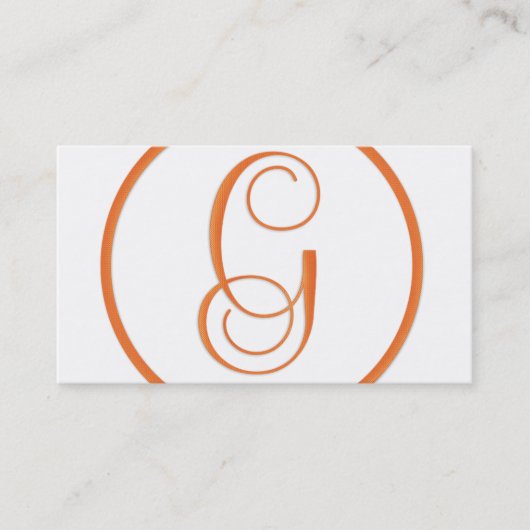 Elegante Visitenkarte Monogramm-orange Buchstabeg (Vorderseite)