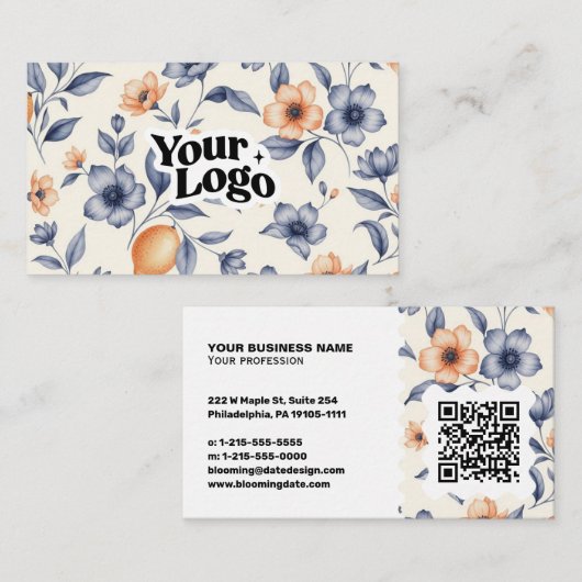 Elegante Visitenkarte – QR-Code & Logo (Vorne/Hinten)