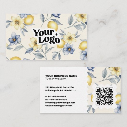Elegante Visitenkarte – QR-Code & Logo (Vorne/Hinten)