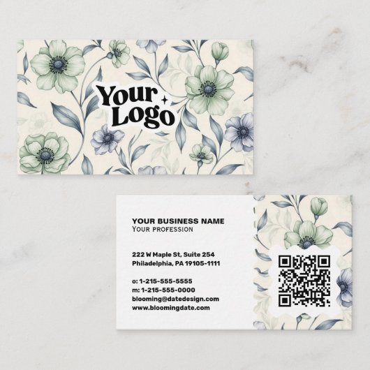 Elegante Visitenkarte – QR-Code & Logo (Vorne/Hinten)