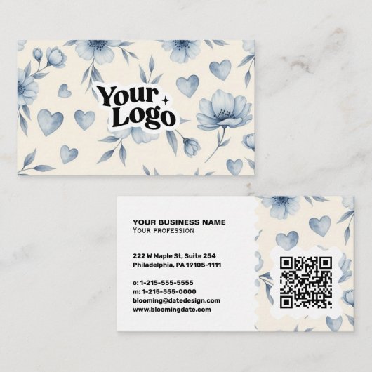 Elegante Visitenkarte – QR-Code & Logo (Vorne/Hinten)