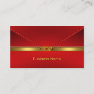 Elegante Visitenkarte Red Gold Trim Red Jewel