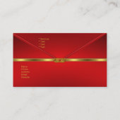 Elegante Visitenkarte Red Gold Trim Red Jewel (Rückseite)