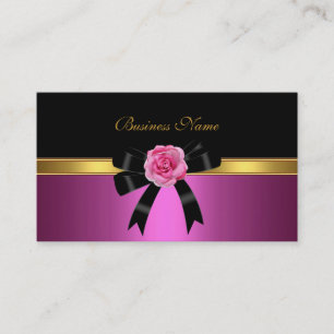 Elegante Visitenkarte Rosa Rose Schwarzer Goldener