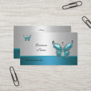 Elegante Visitenkarte Schmetterling Türkis Blau 2