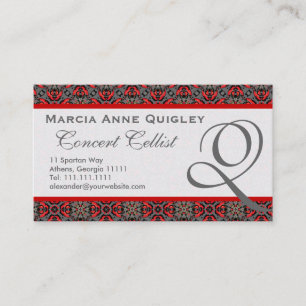 Elegante Visitenkarten des Damast-Monogramm-Q Visitenkarte