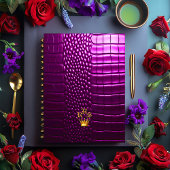 Elegante Vivid Lila Imitate Crocodile Mit Monogram Notizblock