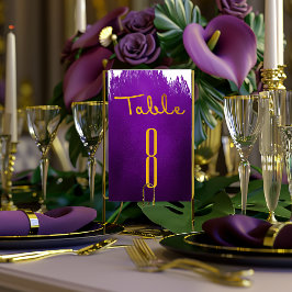 Elegante Vivid Violet Lila und Gold Wedding Tischnummer