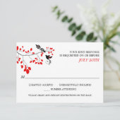 Elegante Vögel auf der Baumzweig Rot und Schwarz U RSVP Karte (Stehend Vorderseite)