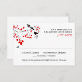 Elegante Vögel auf der Baumzweig Rot und Schwarz U RSVP Karte (Vorne/Hinten)