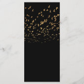 Elegante Vögel einer Feather Black and Gold Hochze Menükarte (Rückseite)