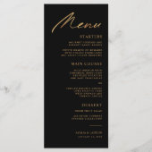 Elegante Vögel einer Feather Black and Gold Hochze Menükarte (Vorderseite)