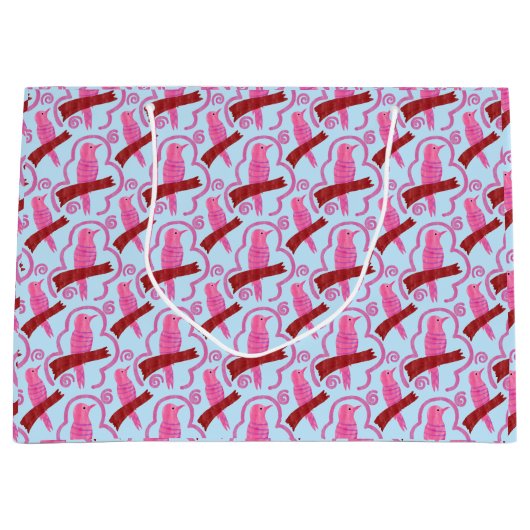 Elegante Vögel Muster Große Geschenktasche Geschenktüte (Vorderseite)