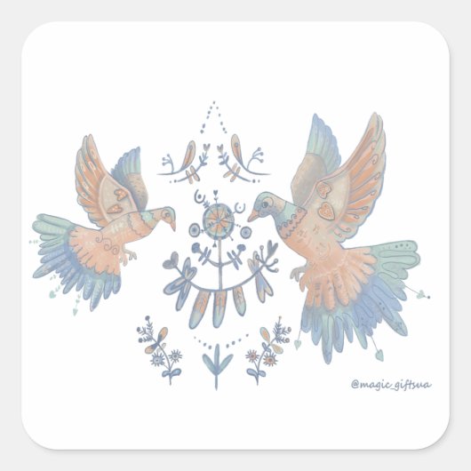 elegante Vögel Quadratischer Aufkleber (Vorderseite)