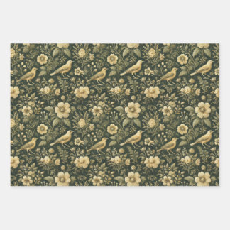 Elegante Vögel & Vintage Wrap & Decoupage Geschenkpapier Set