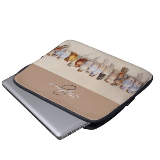 Elegante Vogelschutzinitialen Mit Monogramm Laptopschutzhülle (Vorne Knopf)